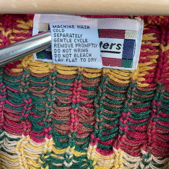 Vintage Gina Peters Slouchy Oversized Fair Isle Eclectic Grandpa Sweater Vest S - Picture 9 of 11